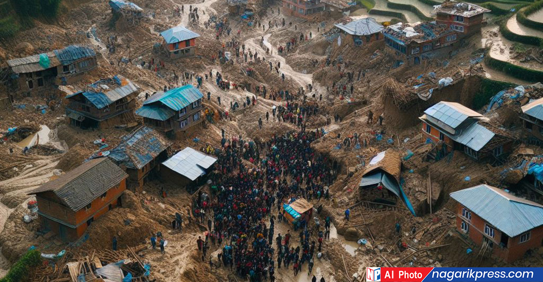 मध्यराति आएको पहिरोमा पुरिएर ४ जनाको मृत्यु, २ जना घाइते